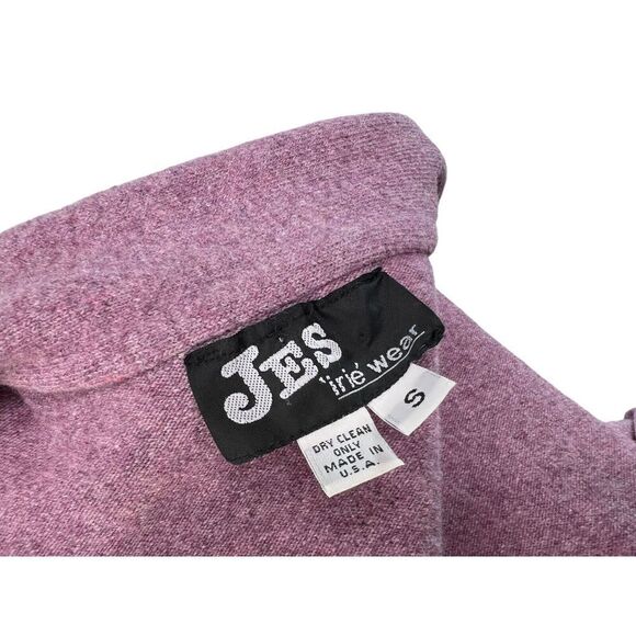 JES Irie Wear Wool Lilac Pink Open Short Cardigan with Ruffle Trim, Size S - Picture 2 of 7